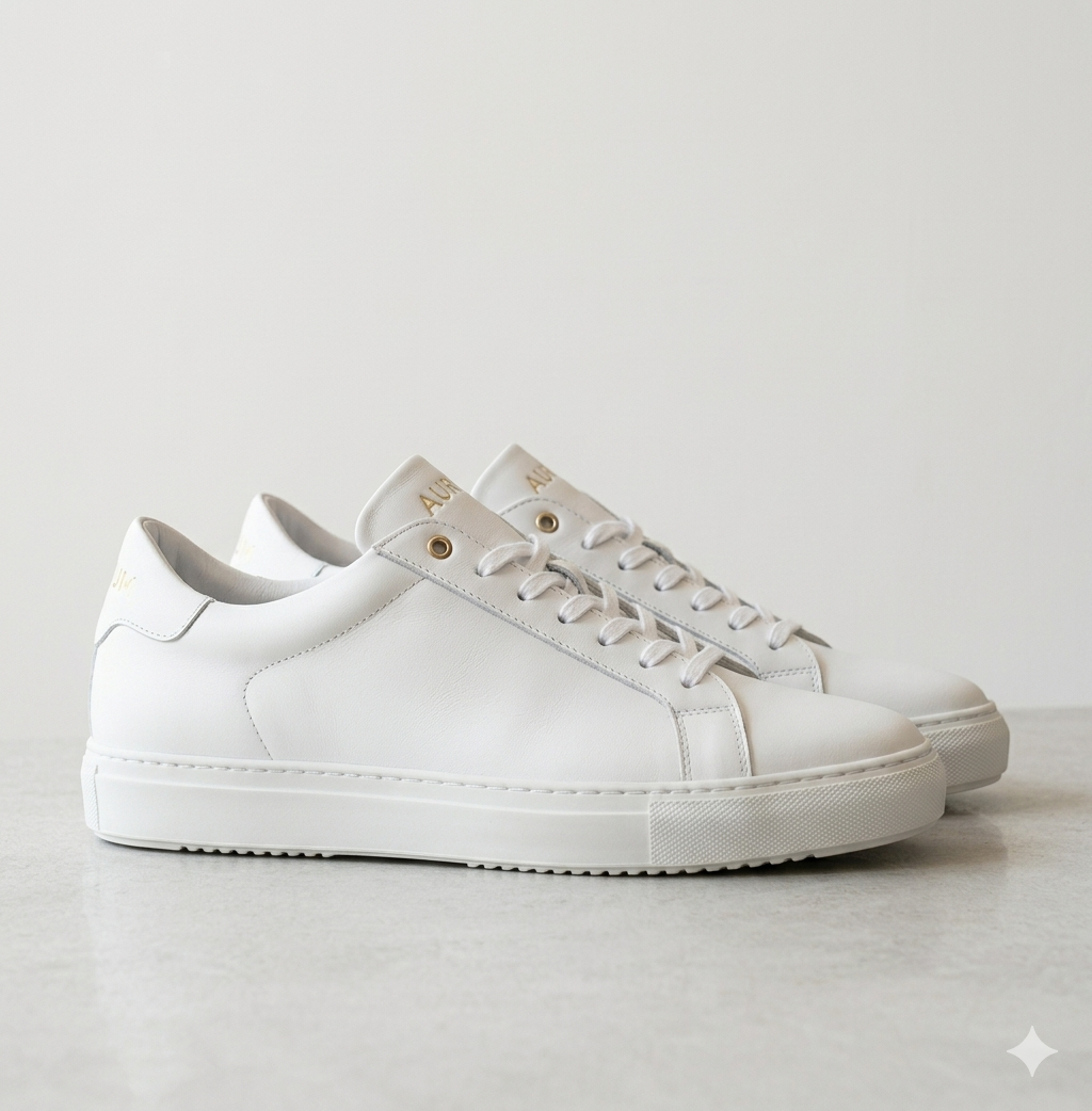 Frisch gereinigte weiße Sneaker aus dem Premium-Sneaker-Pflege-Service von Clean Bubble in München.